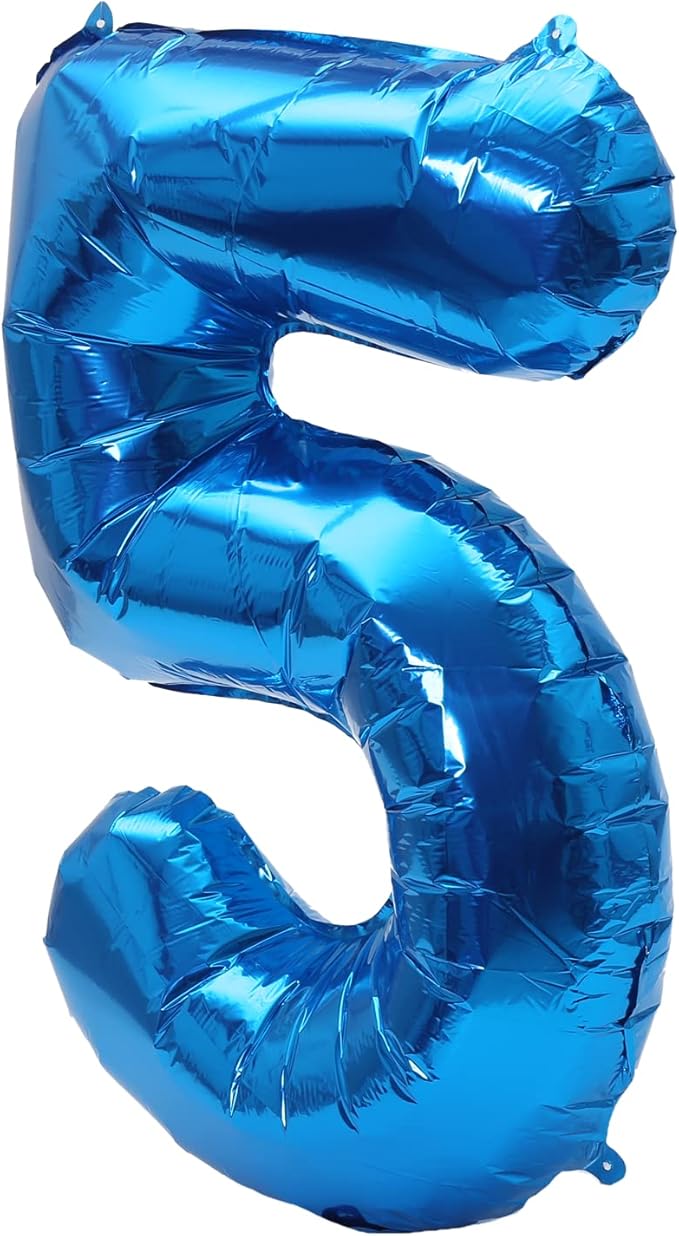 YPSelected 32 Inch Large Foil Helium Number Balloon Birthday Wedding Party 0-9 (Blue, 5)