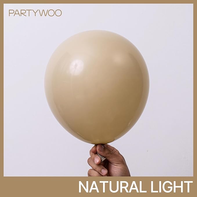 PartyWoo Cream Balloons 155 pcs Different Sizes of 18 12 10 5 Inch Beige Ivory Nude Neutral Boho Fall Latex Balloons for Graduation Birthday Baby Shower Jungle Theme Party Decorations Brown-F56