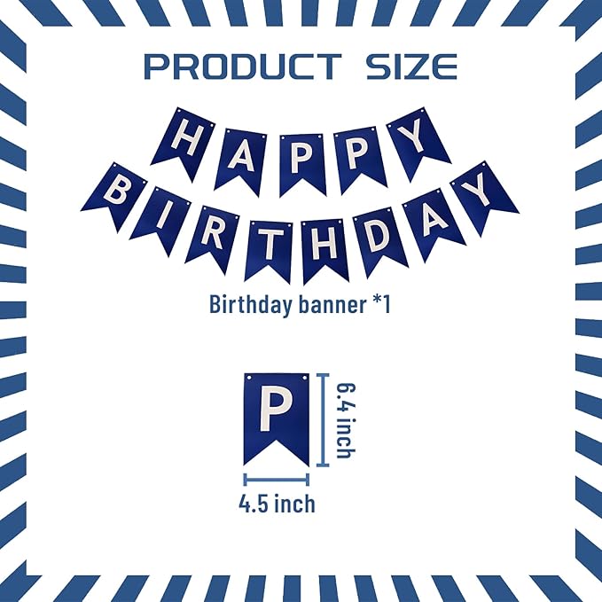 ZHENGYE Blue Happy Birthday Banner Latex Balloon Heart -Shaped Star-Shaped Balloon for Men Women Birthday Party Decoration Supplies