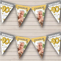 90th Balloons Photo Gold Grey Stars Personalized Birthday Party Bunting - Hanging Party Decoration - Birthday Party Banner Garland | Decorative Party Supplies