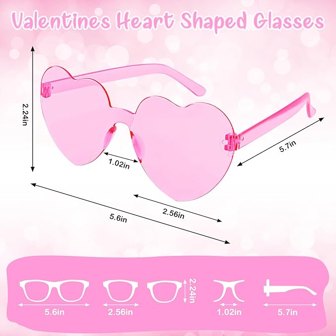 Valentines Heart Shaped Glasses for Women Girls 12 Pairs Valentines Party Favors Pink Sunglasses Bulk Galentines Day Decorations Valentine Glasses Goodie Bag Stuffers Gifts Eyewear Accessories Kids