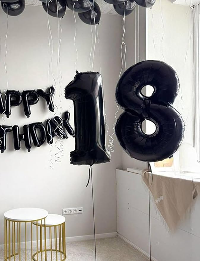 Black Number 1 Balloons – 40 Inch Giant Foil Number Balloon, Black Big Number Balloon for Men Women Boys Girls Birthday Graduation Anniversary Party Decorations