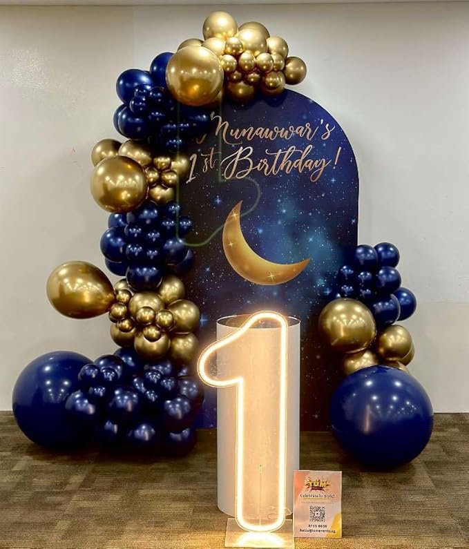 Navy Blue Balloon Arch Garland Kit 153pcs with Star, 22 18 12 10 5in Different Size Navy Blue Metallic Gold Latex Balloons Arch Kit for Graduation Birthday Anniversary Party Decorations