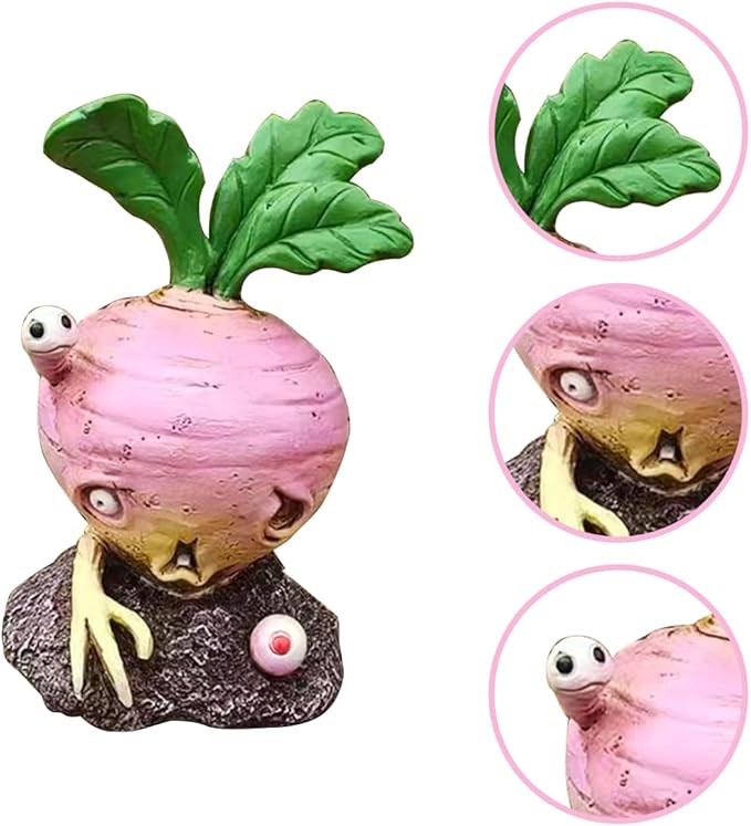 Halloween Vegetable Zombie Statue,Realistic Carrot Potato Zombie Garden Sculpture,Halloween Garden Decor,Outdoor Decorations for Patio Yard Walking Dead Zombie Gnome Graveyard Décor (Radish（A）)