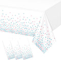 3Pack White and Pink Blue Plastic Tablecloth, White Disposable Table Cloth for Rectangle Tables, Pink Blue Stamping Dot White Tablecloth for Gender Reveal Baby Shower Birthday Party Supplies, 54"x108"
