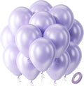 Bezente Pearl Lavender Latex Party Balloons - 100 Pack 12 inch Round Helium Pearl Light Pastel Purple Lilac Balloons for Bachelorette Fairy Girl Wedding Engagement Birthday Party Decorations