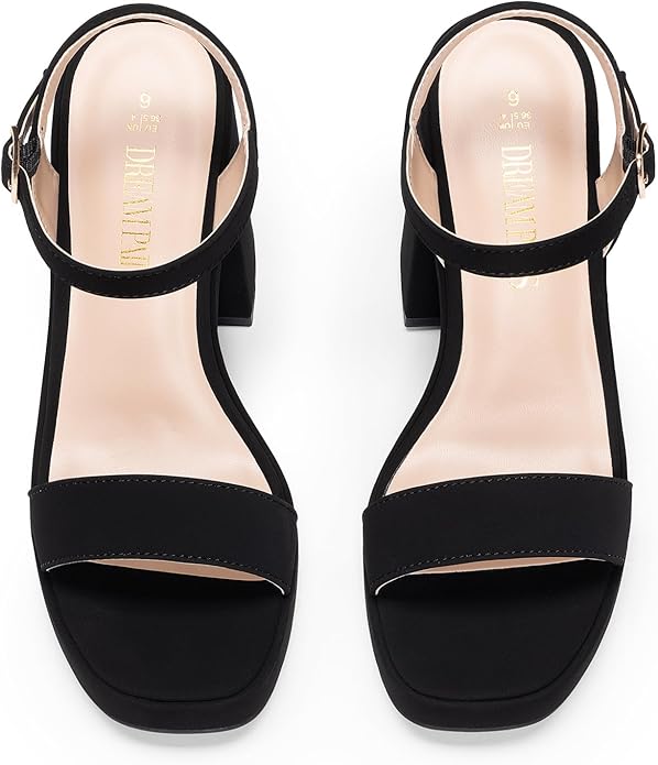 DREAM PAIRS Heels for Women Block Chunky Platform High Heels Open Toe Fashion Wedding Party Evening Prom Dance Ankle Strap Dress Pump Sandals Shoes