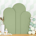 6FT 6.6FT 7.2FT Wedding Arch Cover Set of 3 Sage Green Arch Covers Stretchy Backdrop Round Top Chiara Spandex Arched Backdrop Cover for Birthday Balloon Party Banquet Event Ceremony Decor