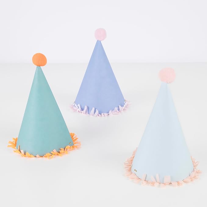 Meri Meri Birthday Party Hats, Pack of 8 Bright and Colorful Cone Birthday Hats for Kids & Adults, Cone Party Hats