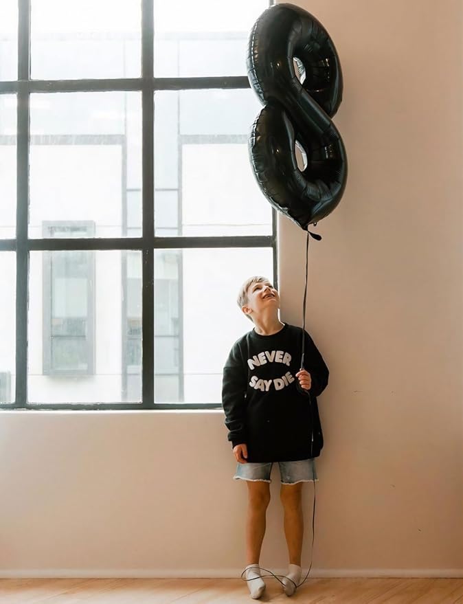 Black Number 8 Balloons – 40 Inch Giant Foil Number Balloon, Black Number Balloon for Men Women Boys Girls Birthday Graduation Anniversary Party Decorations