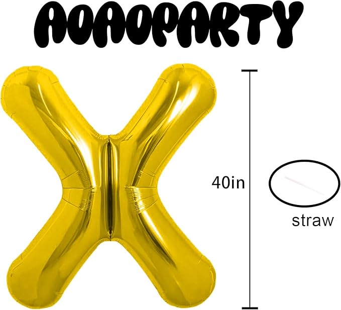 Letter Balloons 40Inch Large Giant big Foil Mylar Gold Balloons X for Birthday Party Decorations