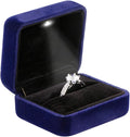 Velvet Metal Glossy with LED Jewelry Gift Box for Proposal, Engagement, Wedding - Easy to fit into Your Pocket or Handbag - Blue