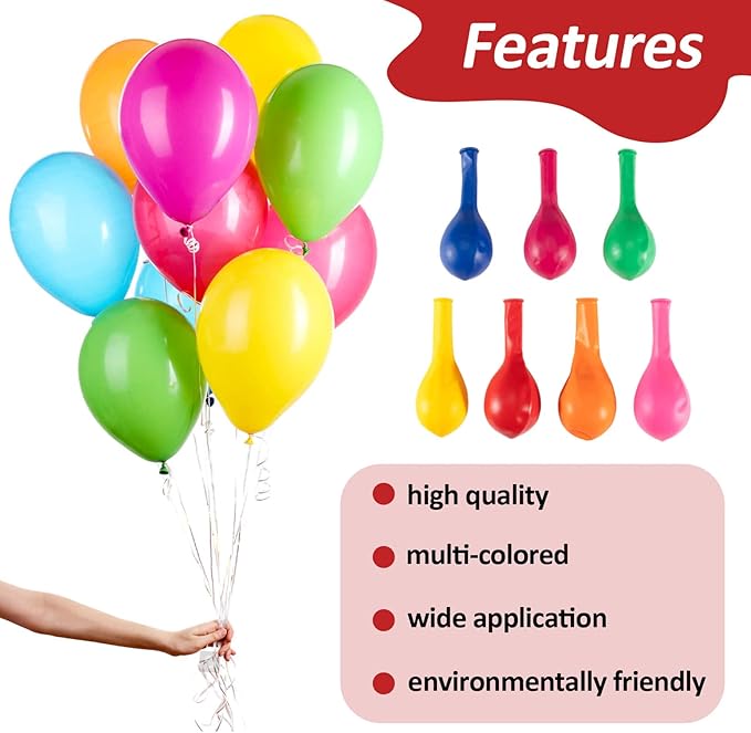 MAQIHAN 150pcs Assorted Color Balloons - Globos Para Decoracion De Fiestas - Birthday Party Balloons - Latex Baloons - Kids Blow Up Bulk 12 Inch Arch Kit