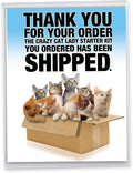 NobleWorks - 1 Funny Jumbo Birthday Greeting Card (8.5 x 11 Inch) - Cute Animal Humor for Birthday, Large Card - Cat Lady Starter Kit J8016