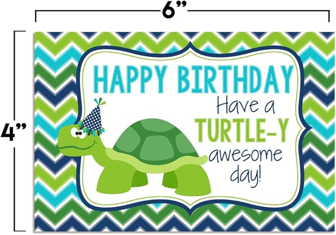 TURTLE-Y Awesome Day Turtle Themed Birthday Pun Themed Single (1) All Occasion Blank Birthday Card To Send To Friends & Family, 4"x 6" (when folded) Fill In Greeting Note Card by AmandaCreation