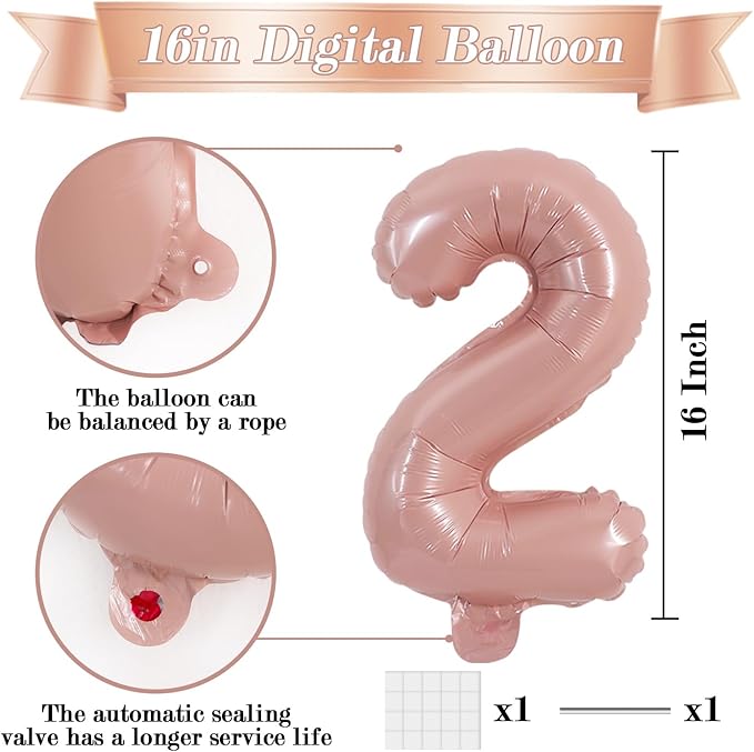 TONIFUL Balloons 16 Inch Baby Pink 0-9 Number Mylar Foil Balloons 10 Pcs Custom digitalal Balloons for 2026 New Year Eve Birthday Party Engagement Graduations Anniversary Baby Shower