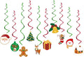 Merry-Christmas Ceiling Hanging Foil-Swirl Decorations - 20pcs Red Green Tree Socks Snowman Santa Claus Elk Gifts Streamers Garland, Fireplace Window Room Indoor Holiday Party Supplies Hugtmr