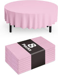 Pureegg Plastic Table Cloth Disposable 8 Pack, 84'' Round Table Cloths, Easter Party, Valentines, Mothers Day Decorations, Tablecloths, Round, Pastel Plastic Cover, Leakproof & Sturdy, Pink