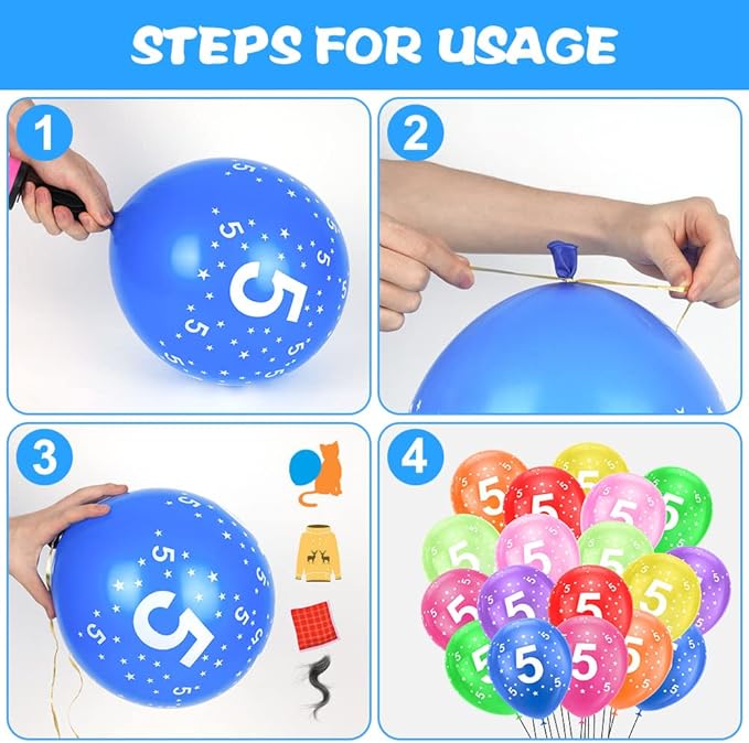 Ainiv 5th Birthday Balloons 18PCS, 12inch Numbers Printed Latex Party Balloons, 5th Anniversary Party Supplies Balloons, Numbers Balloons Decorations for Girls Boys 5 Year Old Birthday Party