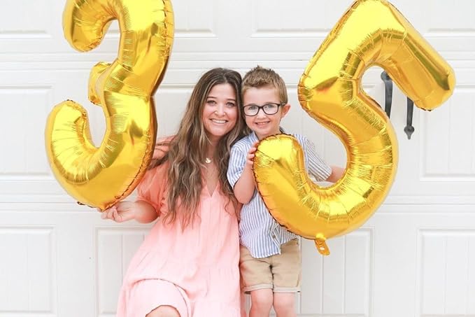 Gold Number 40 Balloon 40 Inch, 40th Birthday Party Decorations for Children, Giant 40 Foil Balloon for Party Supplies