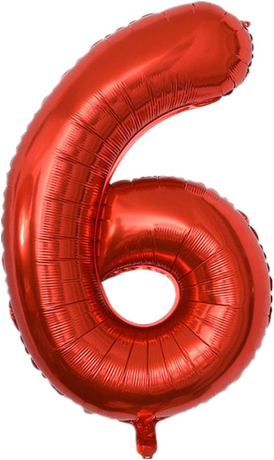 YPSelected 32 Inch Large Foil Helium Number Balloon Birthday Wedding Party 0-9 (Red, 6)