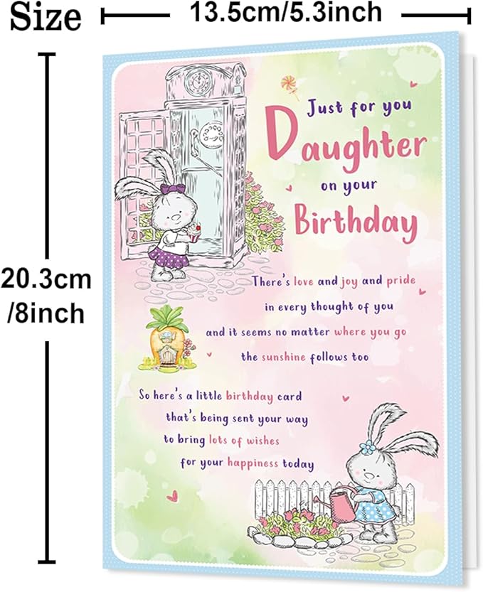 Daughter Birthday Card, Funny Birthday Card for Daughter from Mom Dad– 8x5.3 Inches, Double-Sided