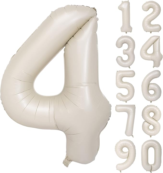 40 In Cream white Number Balloons Helium Foil Mylar Balloon Birthday Party banquet Decoration Digital 4