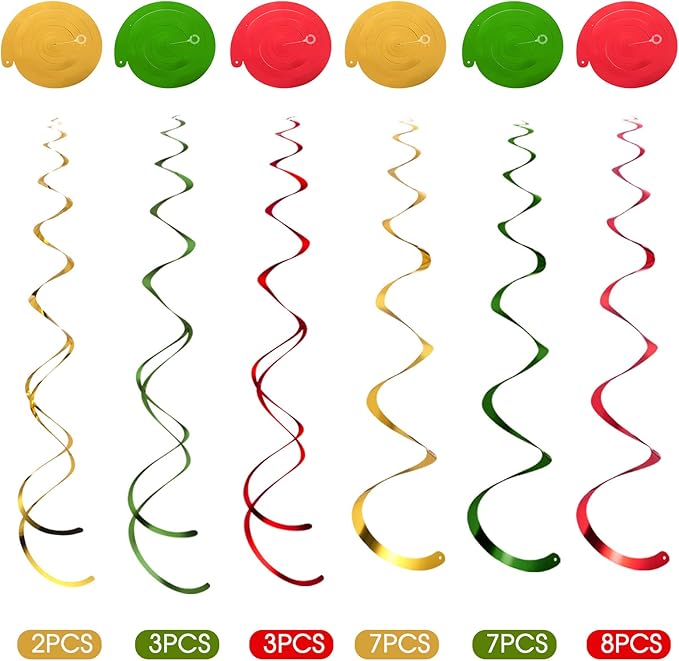Faccito 30 Pcs Christmas Hanging Swirl Decoration Candy Theme Hanging Decorations Christmas Swirls Streamers Gingerbread House for Indoor Outdoor Xmas Winter Holiday Party Supplies