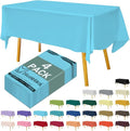 Disposable Plastic Tablecloth 54x108 Inch Rectangle - Sky Blue, 4 Pack Waterproof & Tear-Resistant Party Table Cover for Dining, Picnic, Crafts, Holiday Decor