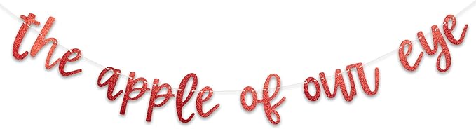 Red Glitter The Apple of Our Eye Banner - Fruit Theme Baby Shower Decorations, 1st Birthday Party Supplies, Apple of Our Eye Sign Photo Props for Gender Reveal, Baby Announcement Party
