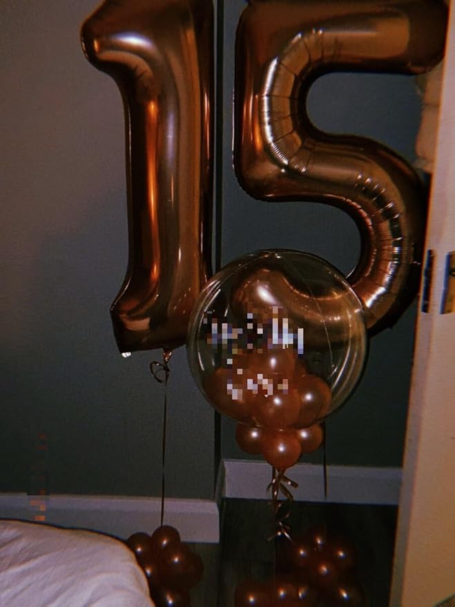 Coffee Brown 40 Inch Large Number 5 Birthday Balloon, 2025 Five 5th 15 25 35 50 55 Birthday Celebration Decorations, Dark Brown Foil 5 Mylar Helium Balloons Girl Boy Anniversary Party Supplies