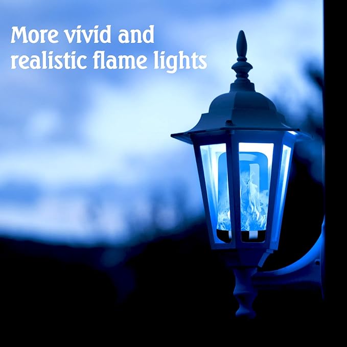 Y- STOP LED Flame Light Bulb, Upgraded 4 Modes Fire Light Bulbs with Upside Down Effect, E26 Base Flickering Light Bulbs for Halloween Decorations, Christmas, Outdoor, Indoor, Home Decor (Blue-4 Pack)