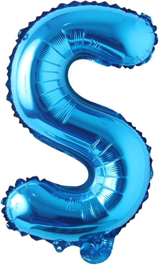 Blue 28 inch Letter Balloons Alphabet Number Balloons Foil Mylar Party Wedding Bachelorette Birthday Bridal Baby Shower Graduation Anniversary Celebration Decoration (Can not Float) (28 inch Blue S)