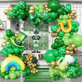 St. Patrick's Day Balloon Arch Kit,161Pcs Green Gold Balloon Garland with Rainbow,Shamrock,Top Hat,Beer Cup,Horseshoe Foil Balloons for St Patricks Day Irish Festival Lucky One Spring Party Decoration