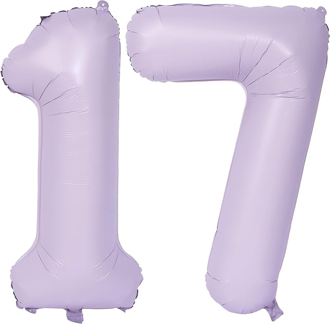 40 In Matte Purple Number Balloons Helium Foil Mylar Balloon Birthday Party banquet Decoration Digital 17
