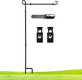 Garden Flag Stand Holder Pole,Premium Powder-Coated Weather-Proof Metal Paint Yard Flag Stand with 1 Tiger Clip and 2 Spring Stoppers,House Flag Pole Holder for Outdoor Garden Lawn