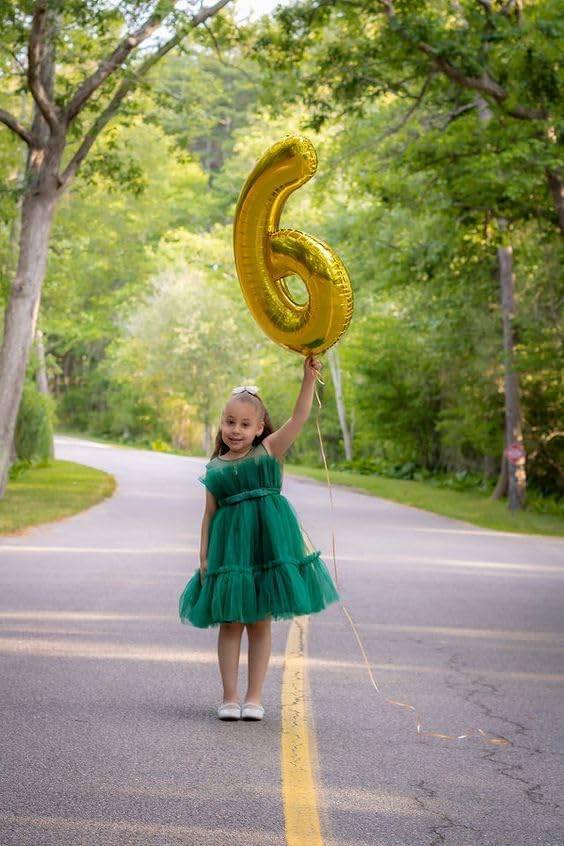 Number 6 Balloon 40 Inch, 6th Birthday Balloon for Boy Girl, Gold 16 60 61 65 Numbers Balloons Birthday Party Wedding Events Decorations