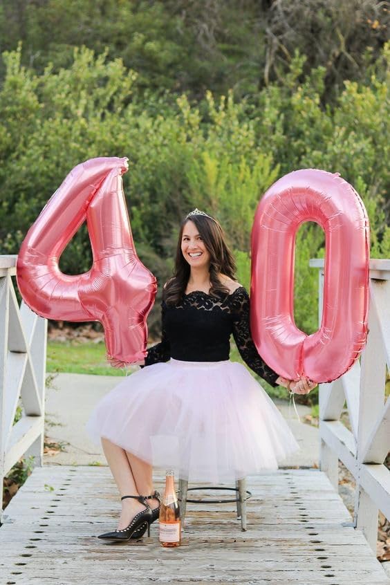 Number 6 Balloon 40 Inch, 6th Birthday Balloon for Boy Girl, Pearl Pink 16 60 61 65 Numbers Balloons Birthday Party Wedding Events Decorations