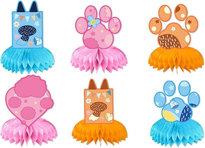 Blue Dog Birthday Decoration Set, Cartoon Animal Happy Birthday Banner, Party Supplies with Banner, Hanging Swirl, Honeycomb