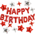TONIFUL 35PCS Red Happy Birthday Decorations Kit 16 Inch Happy Birthday Balloon Banner with Star Balloons Mylar Foil Birthday Party Decorations Supplies for Men Women Adults Girls Boys Kids