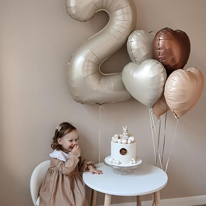 Retro Apricot Heart Balloons, 10PCS Beige Caramel Foil Heart Shape Balloons, 18inch Sand White Love Foil Balloons for Helium Nude Neutral Balloon for Brithday, Valentines Day, Baby Shower Decorations