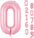40 Inch Pink Number 0 Balloon, Light Pink Large 0-9 Birthday Balloons, Digital 0 Pastel Pink 0 Foil Balloons for Numbers 0/10/20/30/40/50/60/70/80/100 Year Old Birthday Anniversary Party Decorations