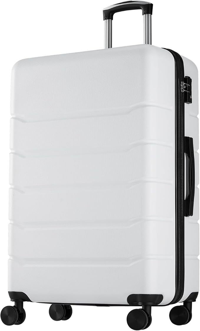 Sweetcrispy Carry on Suitcase, Luggage with Spinner Wheels, Hard Shell ABS, TSA Lock, 28 Inch White