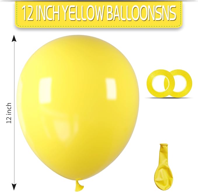 Yellow Balloon 12 inch 100 Pack Latex Party Balloons Round Helium Yellow Balloons for Birthday Sunflower Party Decorations