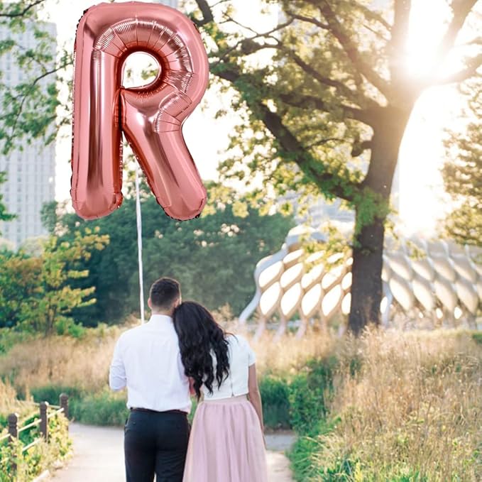 TONIFUL 40 Inch Large Rose Gold Letter R Balloons Giant Alphabet Letter Balloons,Foil Mylar Big Balloons for Birthday Party Anniversary Supplies Decorations