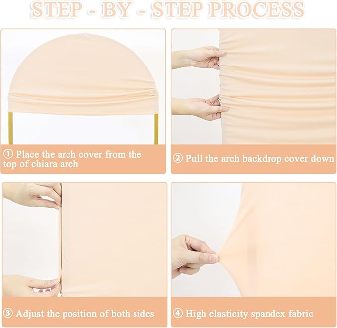 Spandex Fitted Wedding Arch Cover Set of 3 Beige Arch Backdrop Cover 6FT 6.6FT 7.2FT Arches Wall Covers Balloon Arches Covering Fabric for Baby Shower Happy Birthday Party Celebration