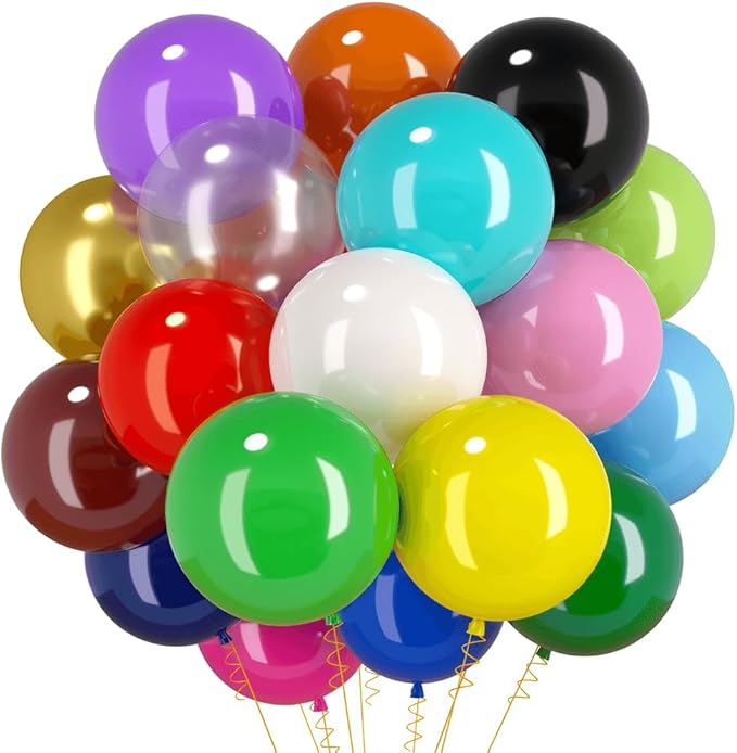 100 Pcs 18 Inch Rainbow Balloons Assorted Colors Latex Multicolor Bulk Large Balloon 18 Kinds Color for Birthdays Weddings Party Decorations