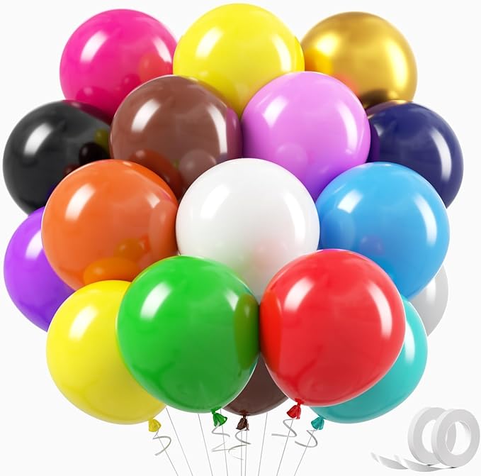 18 Inch Assorted Colors Balloons - 32Pcs Large Thick Gold Balloons Big Round Matte Chrome Party Latex Balloons for Birthday Baby Shower Wedding Graduation Anniversary Themed Party Decorations