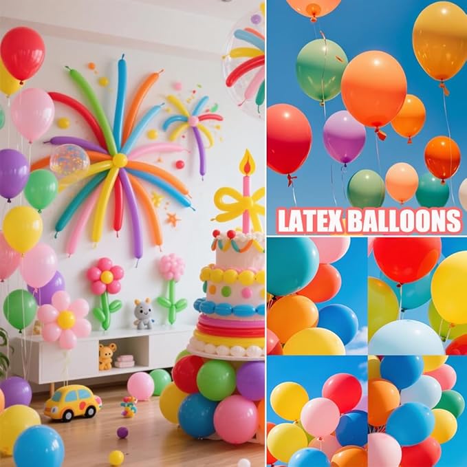 1000 Pcs Balloons Assorted Color, 10 Inch - 12 Rainbow Color Latex Party Balloons for Birthday Graduation Wedding Party Supplies Arch Garland (Multicolor, 1000 pcs)