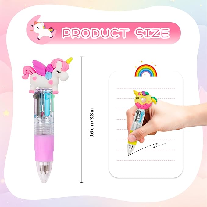 CZWZ 30Pcs Mini Multicolor Pens in One 4-in-1 Cute Pens Bulk, Ballpoint Pen for Birthdays and Parties, Fun Gifts Assorted Ink Kawaii Pen
